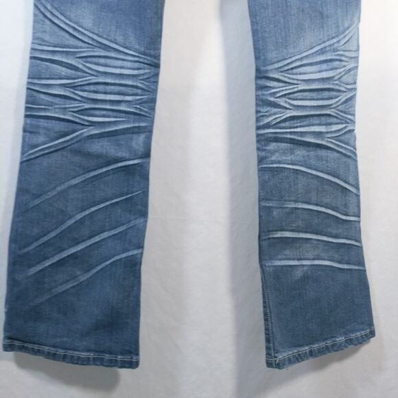 Hybrid  Blue Wash Distressed Boot Cut Y2K Jeans Size 27 - Picture 5 of 9